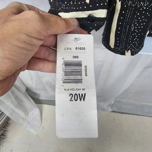 Alia Blouse Black Cream Button Down Polka Dot Patchwork Office 20WP Deadstock - Picture 12 of 14